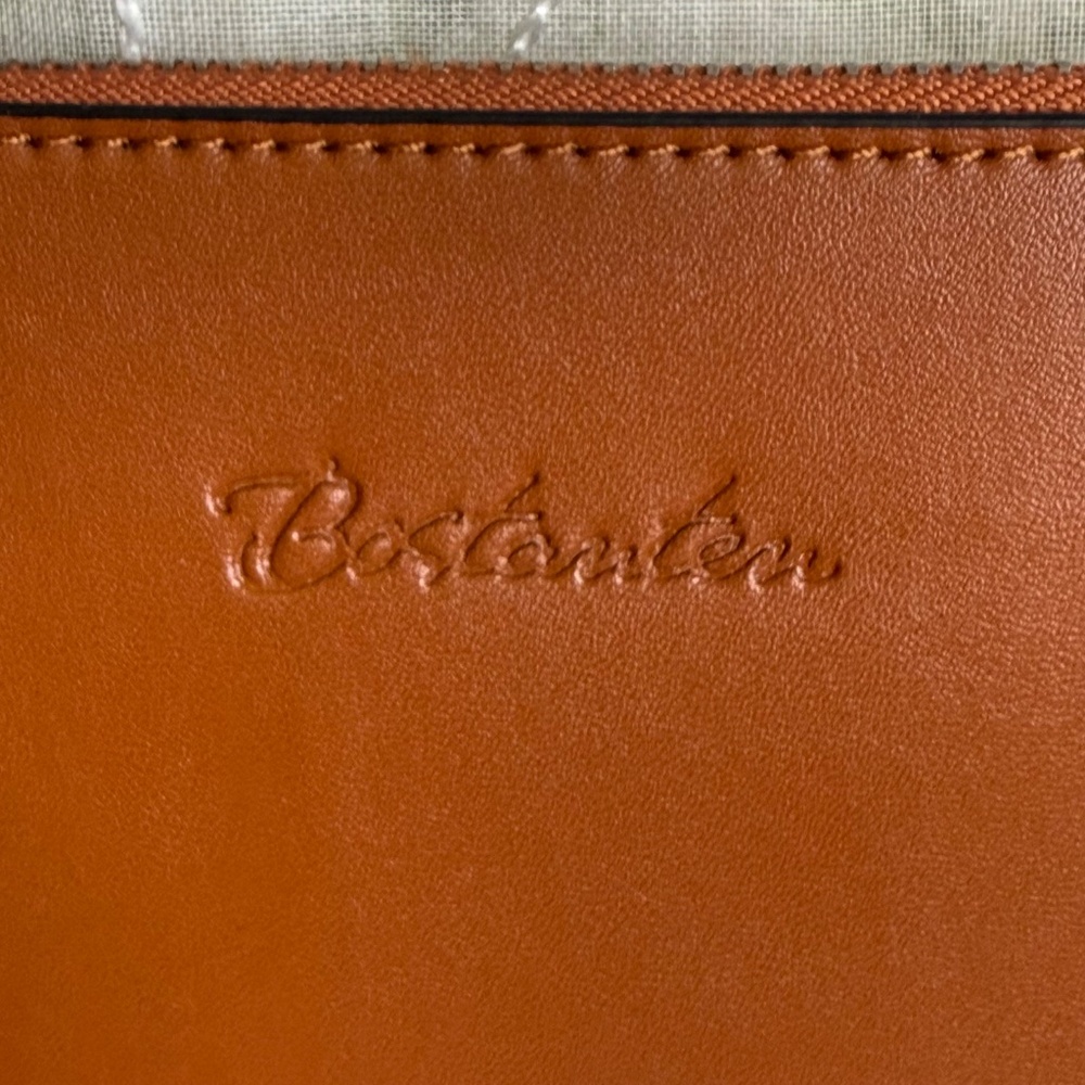 Bostanten Brown genuine leather clutch travel bag with wristlet attachable strap - Picture 11 of 12